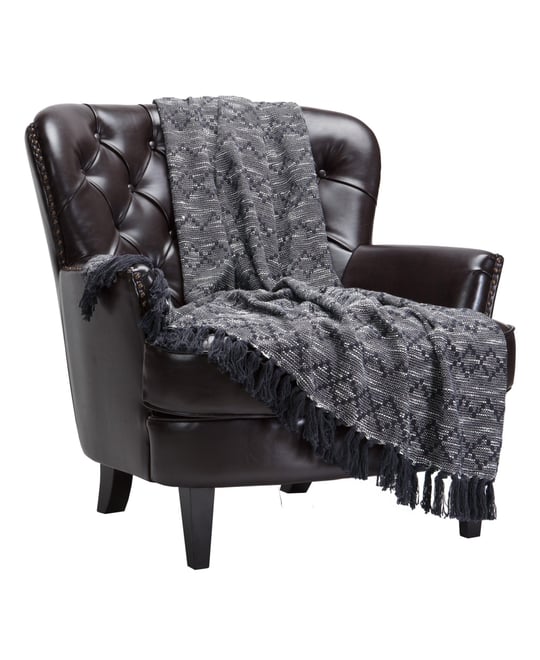 Premium Monochrome Soft Cotton Throw Blanket With Tassels