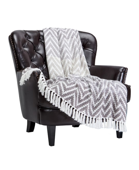 Premium Monochrome Soft Cotton Throw Blanket With Tassels