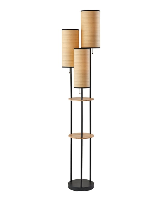 68.5" Wood Shelves Trio Floor Lamp