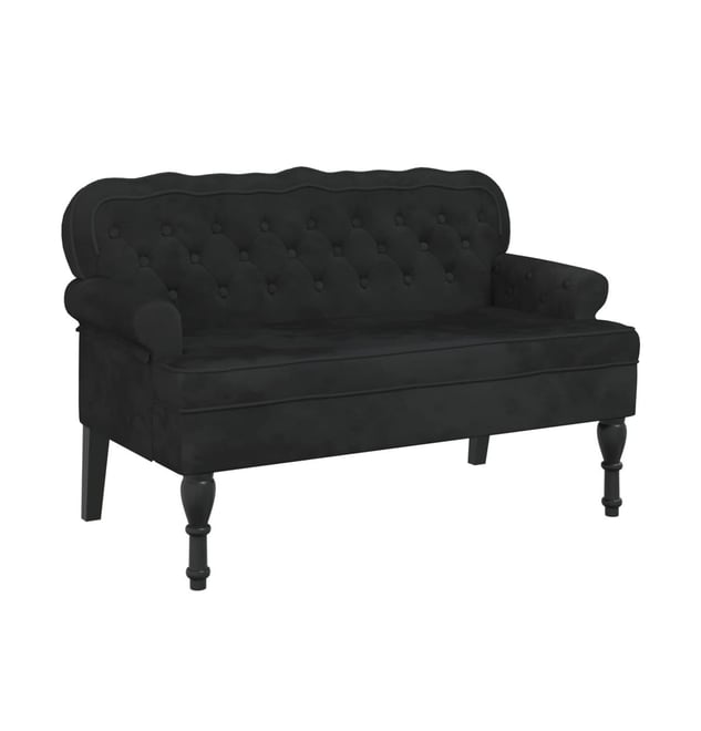 Bench with Backrest Black 47"x25.4"x29.5" Velvet