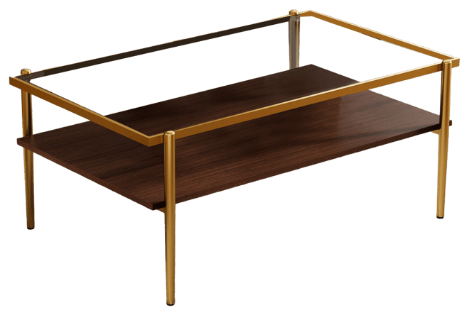 Streamdale Modern Glass Coffee Table with Golden Legs