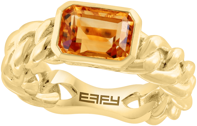 Effy Citrine Chain Link Statement Ring (1-1/2 ct. t.w.) in Gold-Plated Sterling Silver