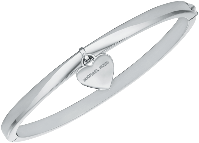 Michael Kors Brass Heart Two-Sided Charm Bangle Bracelet