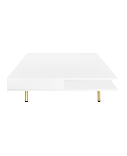 Streamdale Exquisite 2-tier white coffee table with gold legs