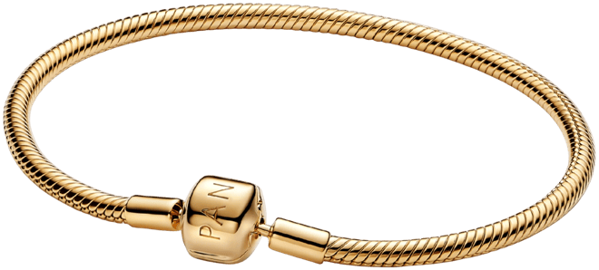 14K Gold-Plated Barrel Clasp Snake Chain Bracelet