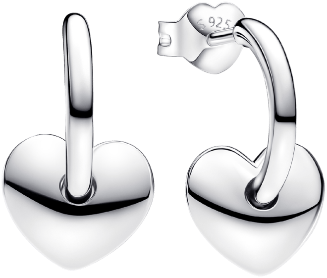 Sterling Silver Heart Open Hoop Earrings