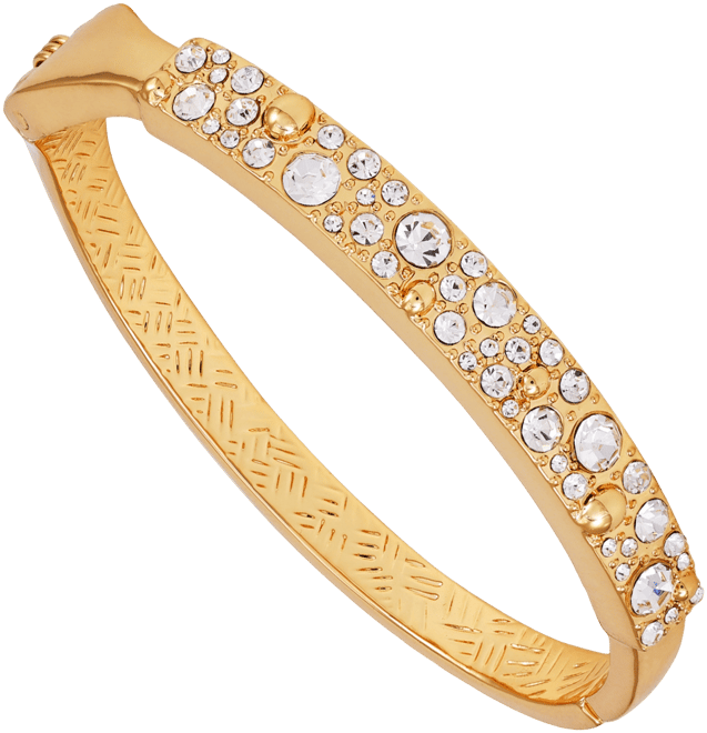 Gold-Tone Scattered Crystal Bangle Bracelet