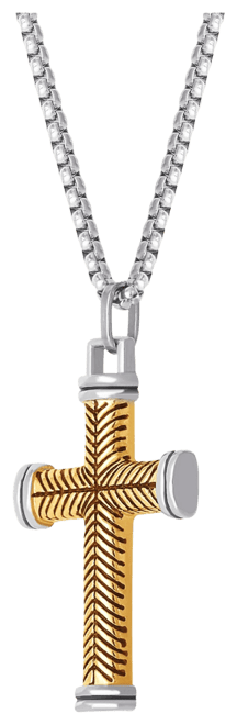 Stainless Steel (316L) Two Tone Cross Necklace