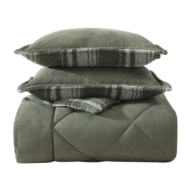 Eddie Bauer Big Lake Plaid Midweight Comforter Set, Color: Olive