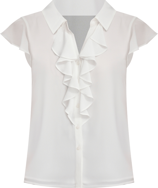 Women's Collared Ruffled Short-Sleeve Blouse