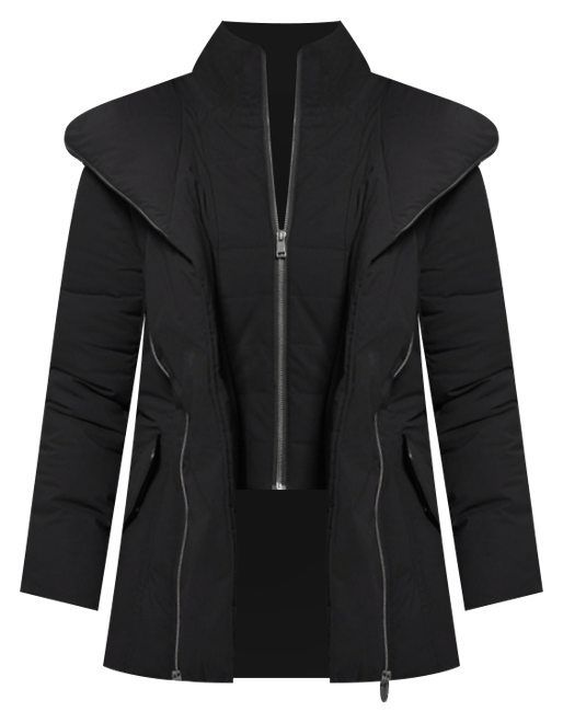 Women's Bibbed Shawl-Collar Hooded Puffer Coat