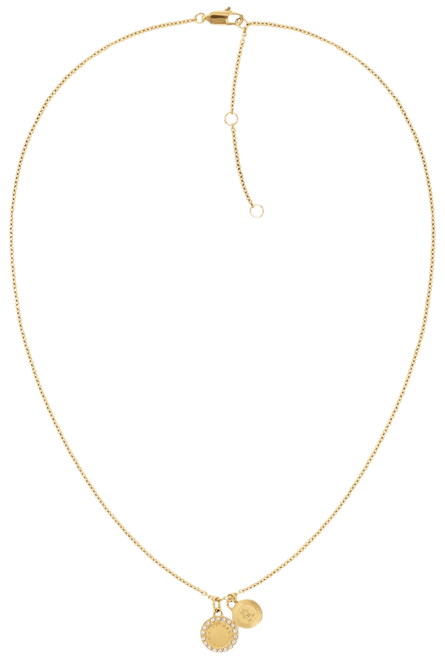 Gold-Tone Circle Crystal Pendant Necklace, 16" + 2" extender
