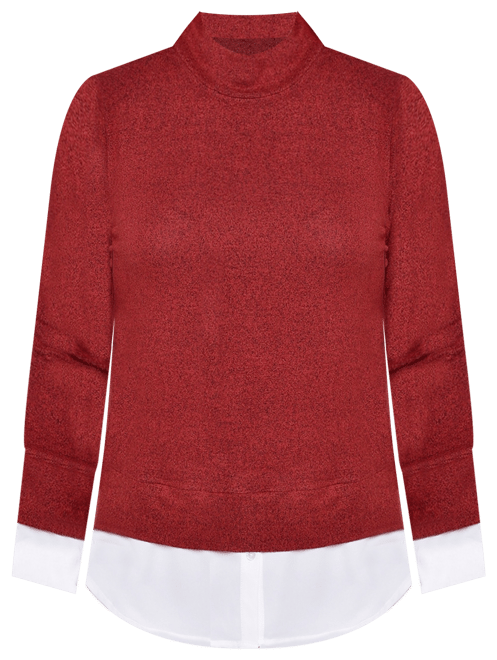 Petite Long Sleeve Two-Fer Top