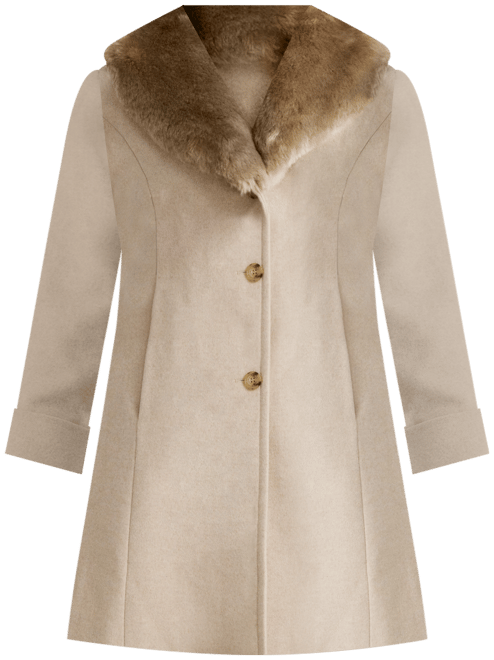 Lauren Ralph Lauren Plus Size Faux-Fur-Collar Coat - Macy's