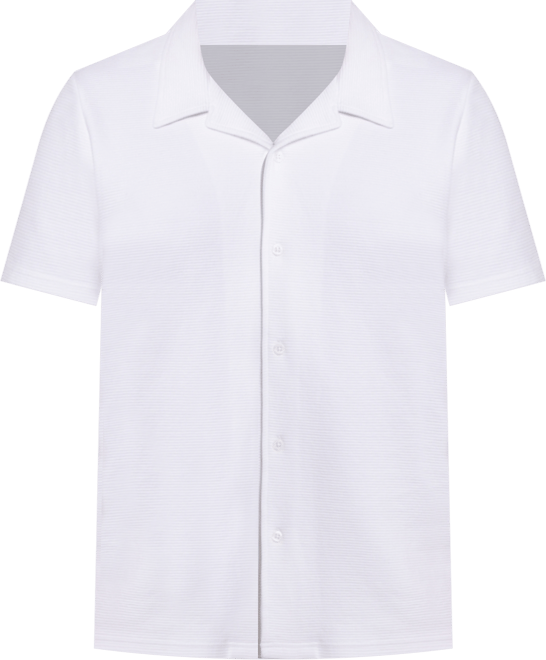 Men's Camp Collar Short Sleeve Textured Button-Up Shirt