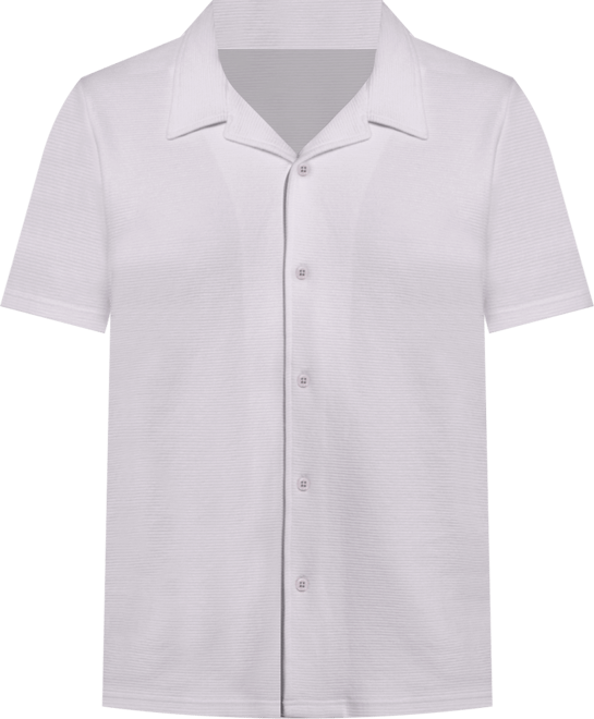 Men's Camp Collar Short Sleeve Textured Button-Up Shirt