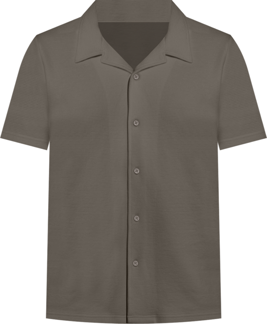 Men's Camp Collar Short Sleeve Textured Button-Up Shirt