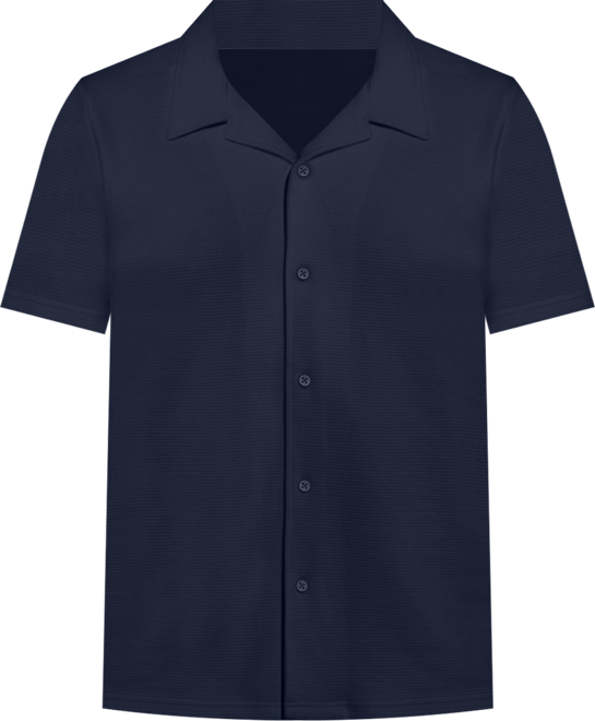 Men's Camp Collar Short Sleeve Textured Button-Up Shirt