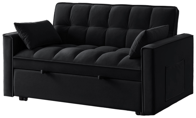 4-in-1 Space-Saving Velvet Loveseat Sofa Bed with Storage