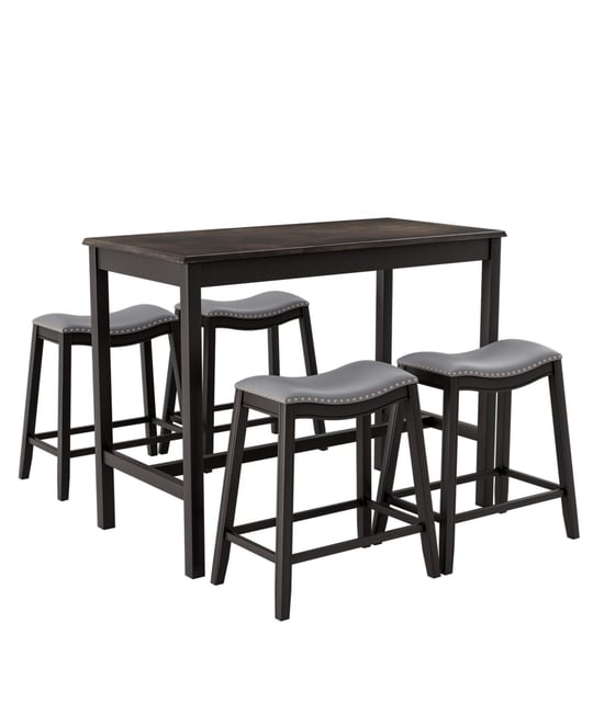 5-Piece Dining Set with 4 Upholstered Stools