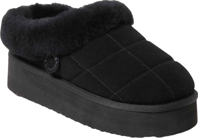 Fireside by  Women's Bendigo Genuine Shearling Quilted Platform Clog Slipper