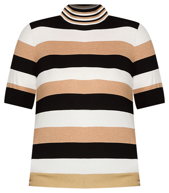 Liz Claiborne Womens Mock Neck Elbow Sleeve Striped Pullover Sweater Color Black Multi Stripe JCPenney