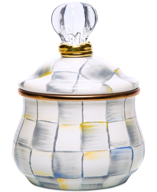 Sterling Check Lidded Sugar Bowl