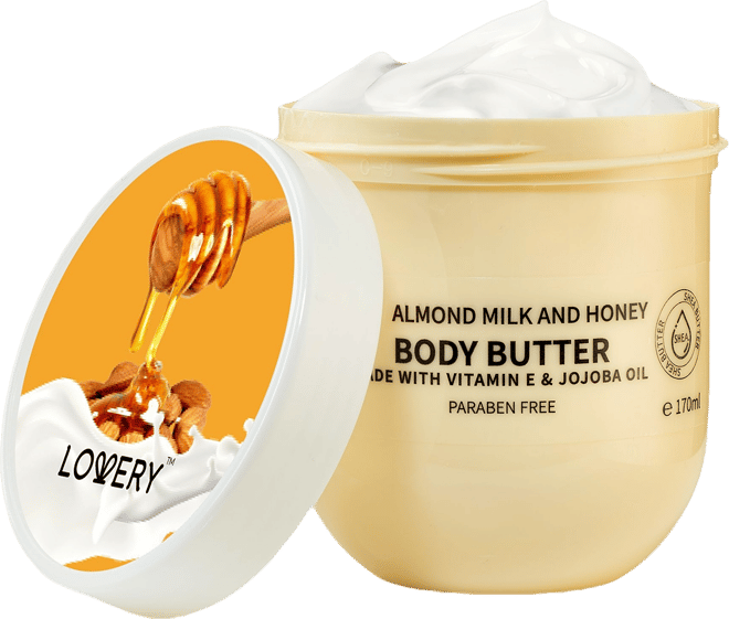 Almond Milk and Honey Whipped Body Butter, Scented Body Cream, 170ml
