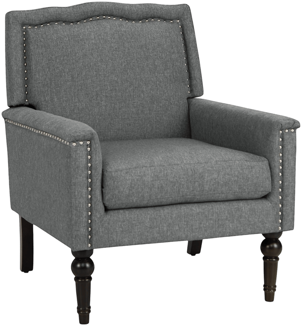 Mid-century Modern Armchair Linen Fabric Upholstered Accent Chair with Cushion-Gray