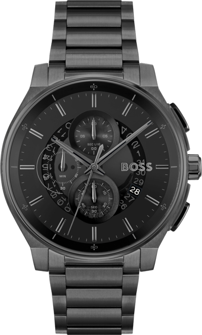 Men's Peak 2.0 Quartz Chrono Ionic Plated Black Steel Watch 45mm