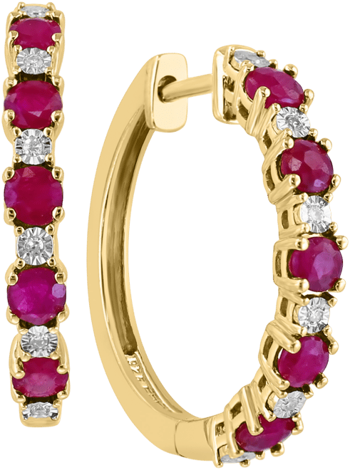 Effy Sapphire (3/4 ct. t.w.) & Diamond Accent Small Hoop Earrings in 14k Gold-Plated Sterling Silver, 0.81" (Also available in Ruby and Emerald)