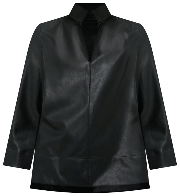 Black Leather Margot Top