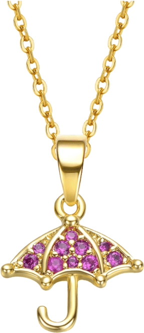 White Gold Plated Cubic Zirconia Raindrop Umbrella Pendant Charm