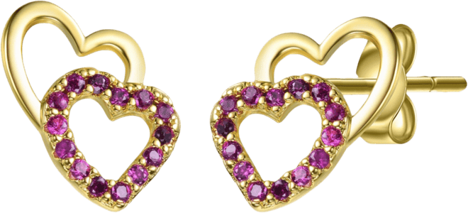 14k Gold Plated Colored Cubic Zirconia Stud Earrings