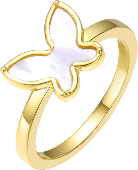 Kids 18k Gold Plated Mother of Pearl Butterfly Ring