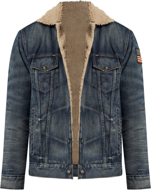 Men's Big & Tall Fleece-Lined Denim Trucker Jacket