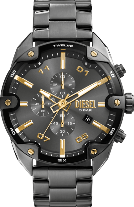 Men's Spiked Quartz Chronograph Gunmetal Stainless Steel 49mm
