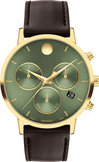 Men's Museum Classic Swiss Quartz Chrono Brown Leather Watch 42mm