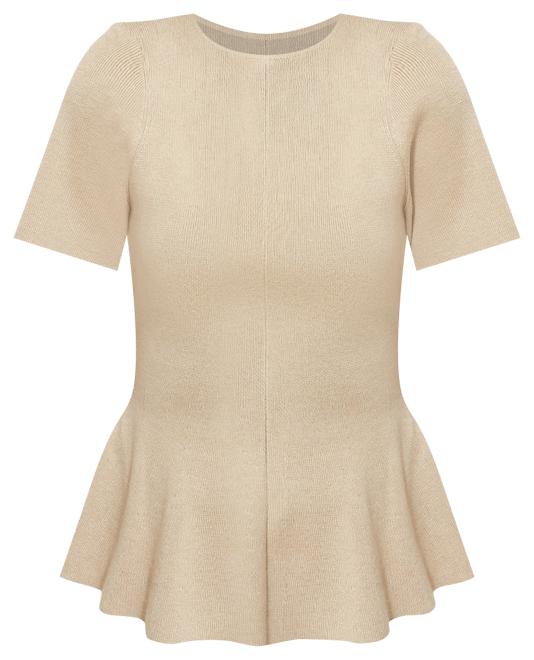 Tan Knit Phoebe Peplum Top