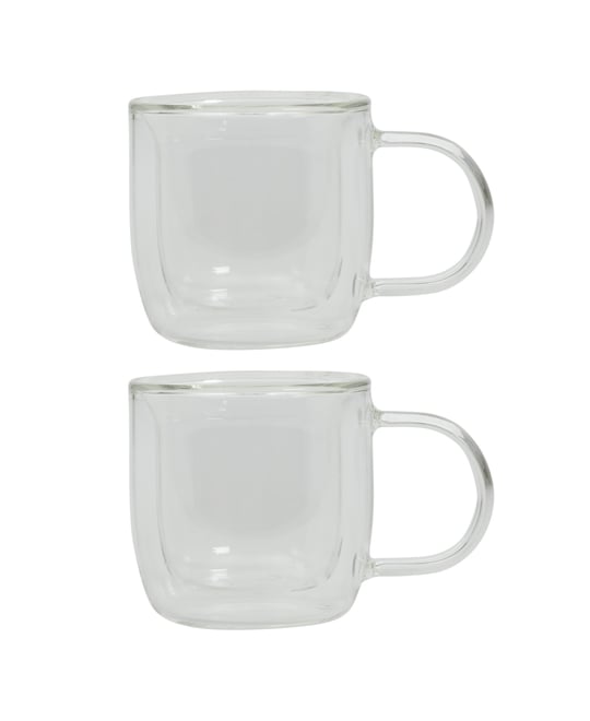 Salon Espresso 3 Oz Double Wall Insulated Glasses Mugs (Set of 2)