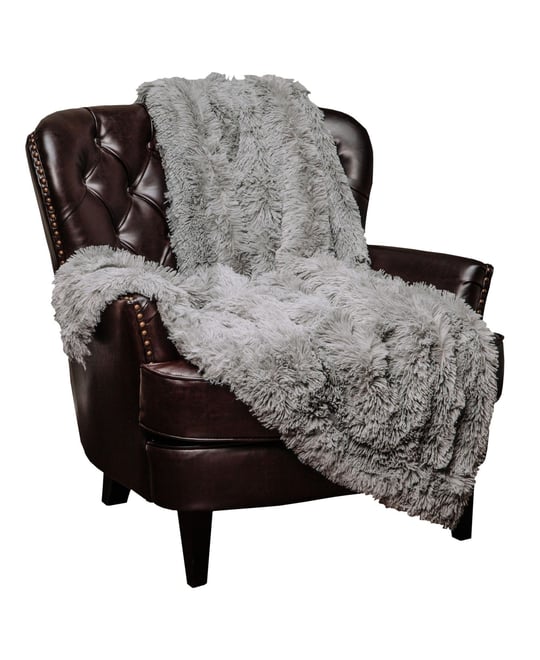 Premium Solid Faux Long Fur Throw Blanket