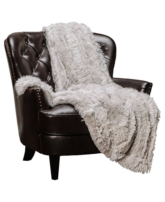 Premium Solid Faux Long Fur Throw Blanket