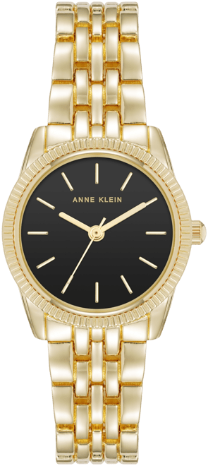 Women's Quartz Casual Coin Edge Black and Gold-Tone Alloy Metal Watch, 26mm