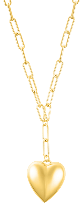 Gold Adjustable Oversized Puffy Heart Paper Clip Chain Necklace