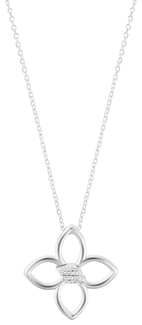 Adjustable Cubic Zirconia Outline Clover Necklace