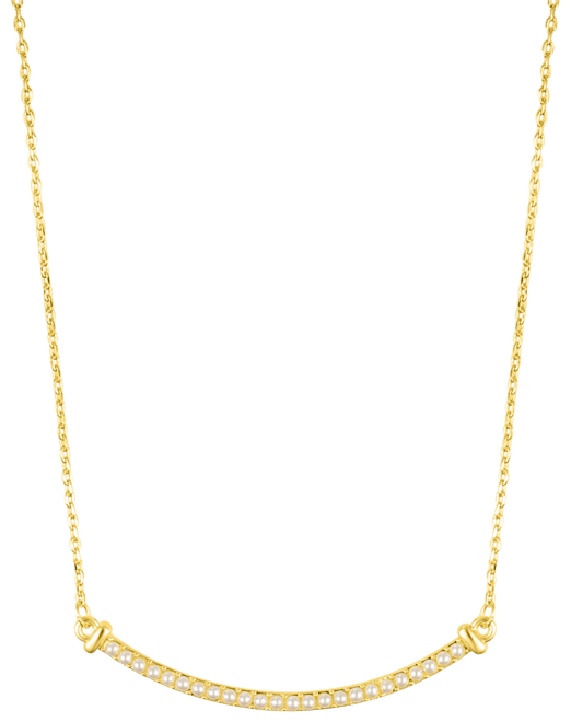 Gold Adjustable Faux Cultivated Pearl Curved Bar Necklace