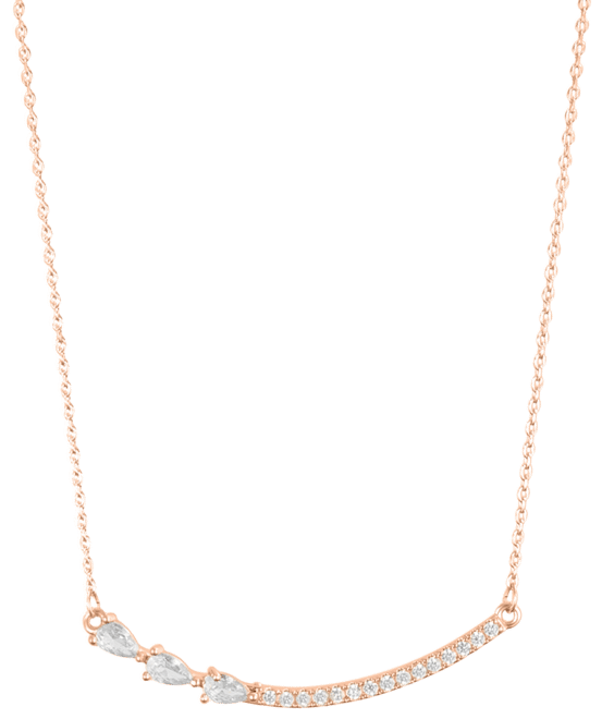 Adjustable Crystal Curved Bar Pink Cultivated Pearl Necklace