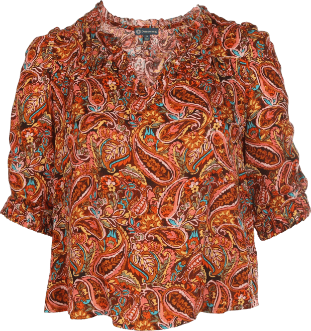 Democracy Plus Paisley Ruffle Sleeve Top