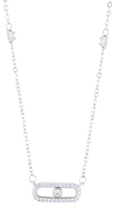 Silver Adjustable Cubic Zirconia Dancing Stone Necklace