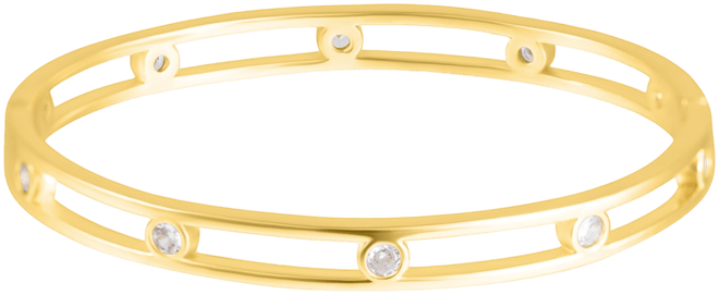 Gold Cubic Zirconia Studded Bangle Bracelet